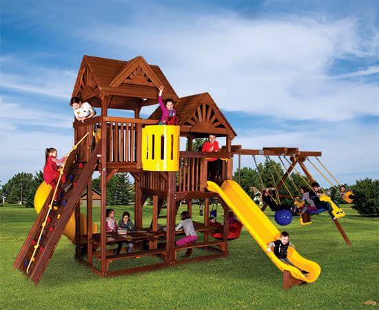 King Kong Clubhouse Quarter Turned Base Pkg II with Dual Picnic Tables ...